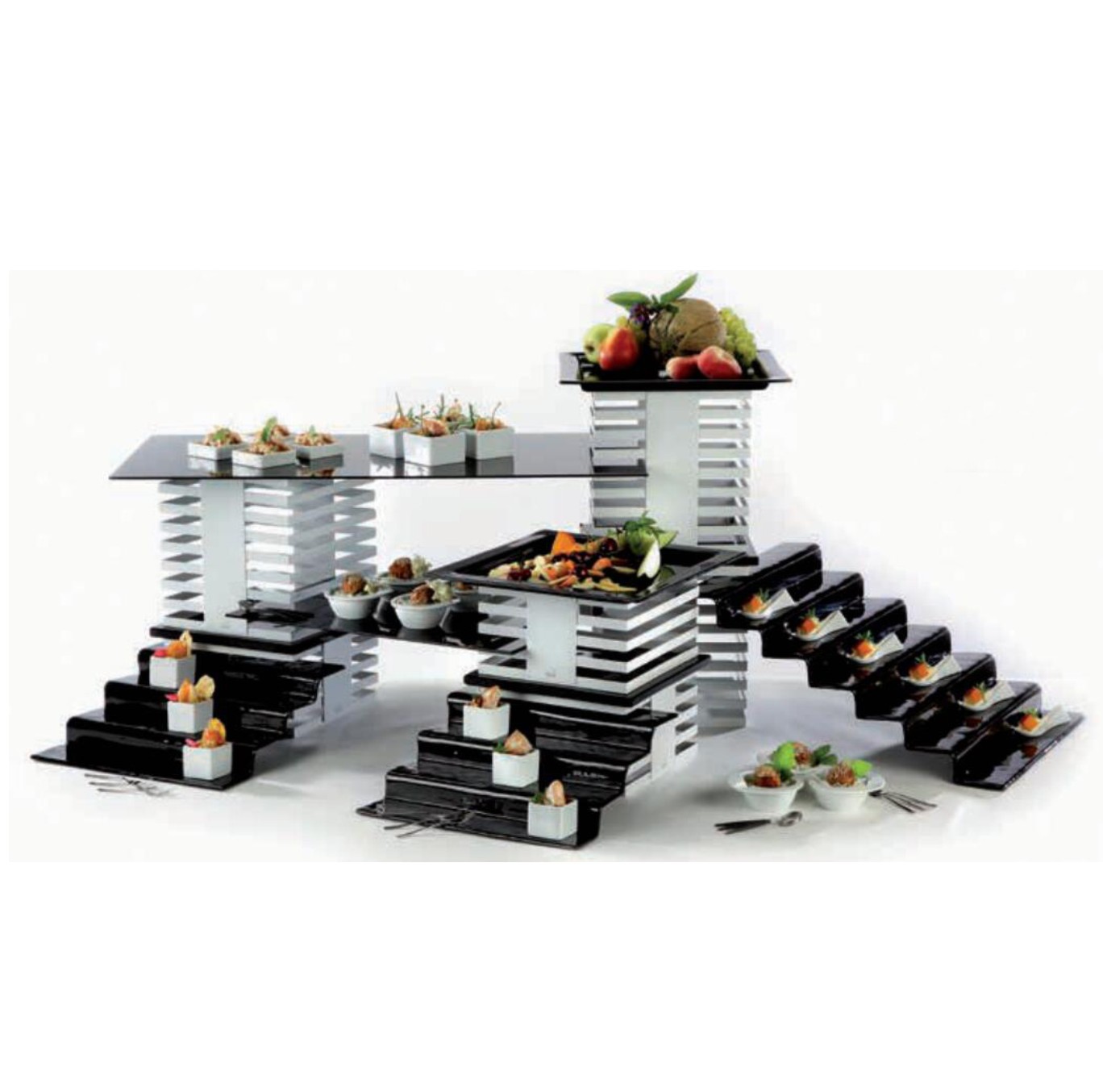 Hotel kitchen equipments afternoon tea steel stand catering display risers buffet stand set for central kitchen 