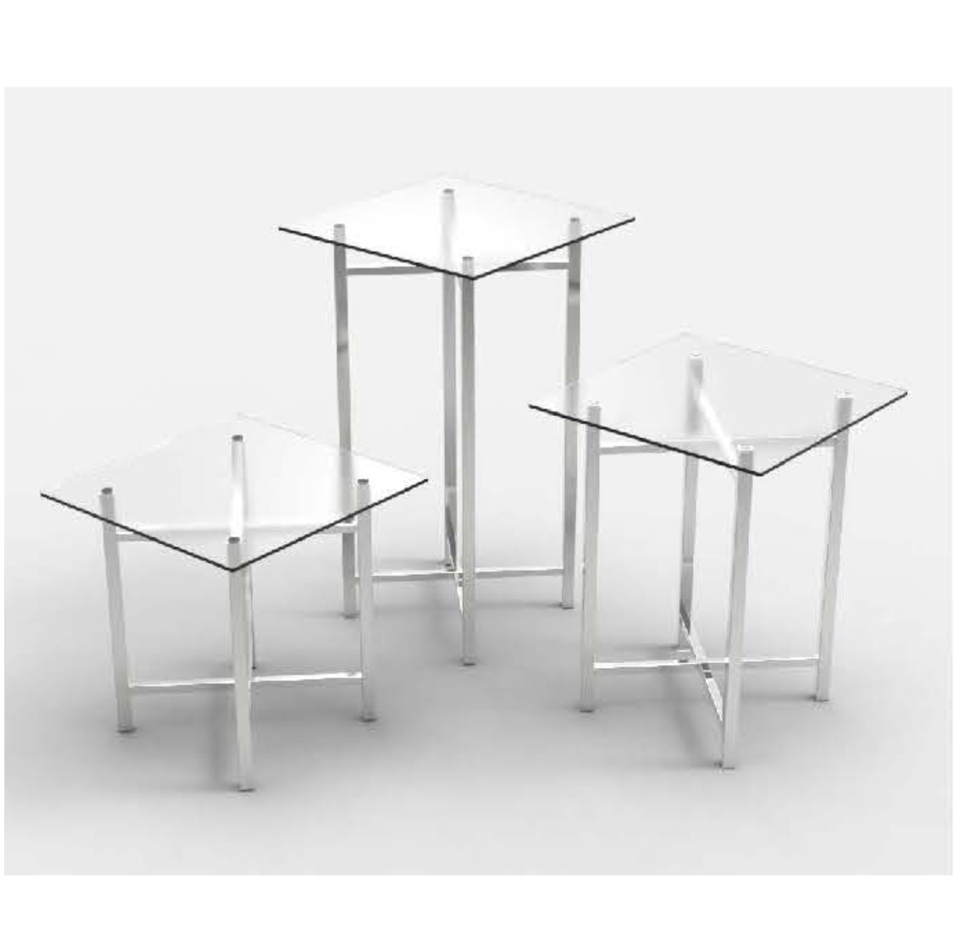 Factory cheap price wedding table decoration square glass top stainless steel restaurant dining tables for catering