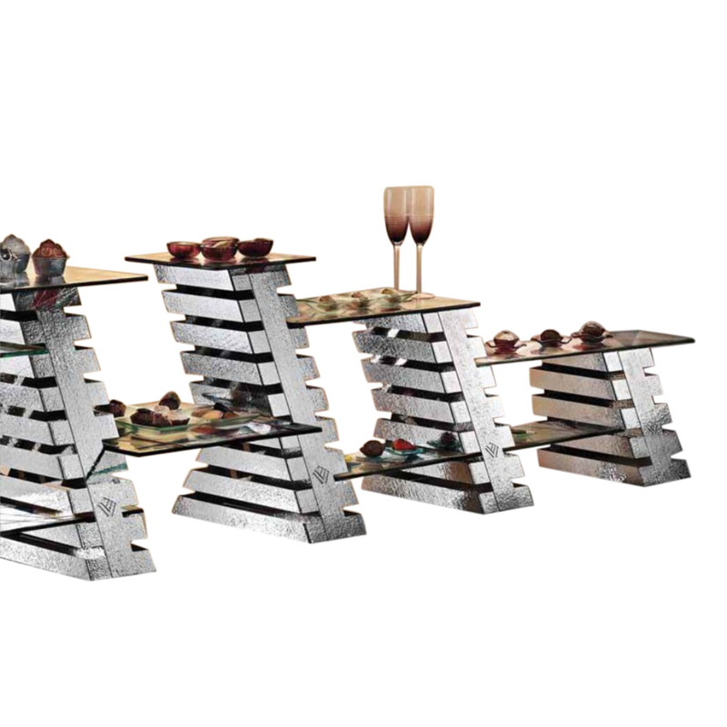 Buffet elevation decorative silver food dessert cake display risers