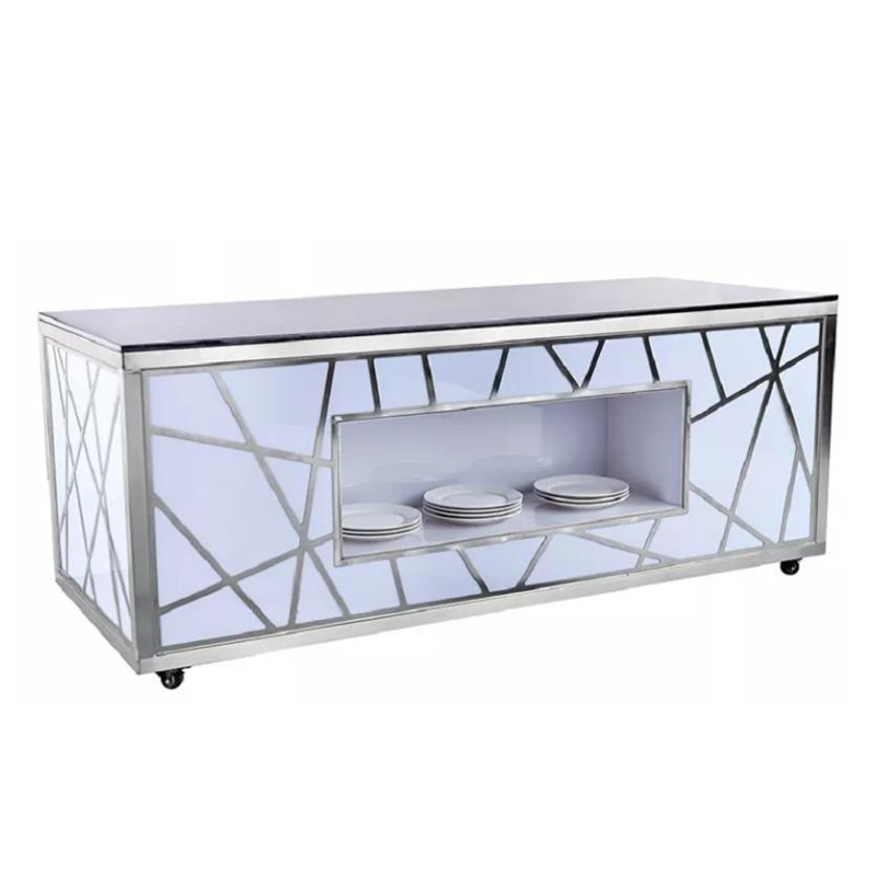 Steel buffet marble working table with LED 